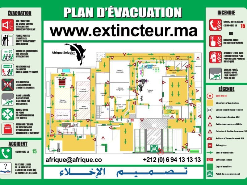 Plan et exercice d'évacuation incendie